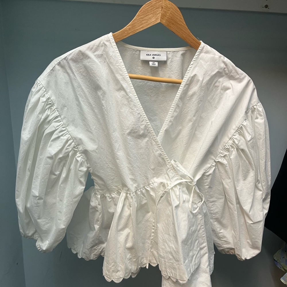 Kika Vargas White Wrap Blouse